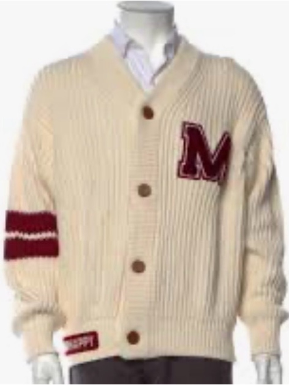 Madhappy Varsity Cotton Cardigan ivory/ burgundy size‎ small